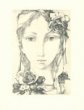 Grafický list - Dívčí tvář s růžemi