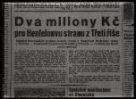 Dva miliony korun pro Henleinovu stranu z Třetí říše, článek v periodiku.