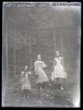 3 děvčata v lese při sbírání borůvek