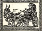 Mnich ve vozíku taženém kozami