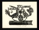 Exlibris - Dva ptáci stojící na knize