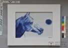 keramická deska "Kůň s modrým sluncem"