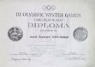 Olympijský diplom pro ČOV. ZOH Lake Placid 1932