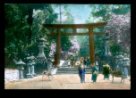 Brána torii se schodištěm a kamennými lucernami