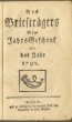Poštovní knížka Des Briefträgers Neu-Jahrs-Geschenk für das Jahr 1792