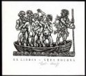 Exlibris - Šest "bědujících" lidských postav na lodi