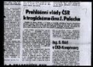 Článek Prohlášení vlády ČSR k tragickému činu J. Palacha, 17. 1. 1969.