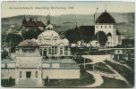 Liberec - výstava 1906 - uvnitř výstaviště - bar. - pavilon umění, plzeňského akciového pivovaru, lanovka a Liberecký dům ´Deutsch-böhmische Austellung Reichenberg 1906´