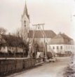 Skleněný stereonegativ: kostel sv. Hedviky a fara v Supíkovicích