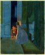 Figurka "Louskáčka" se svíčkou v ruce, dívka otevírající mu dveře