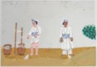 Malba ve stylu Východoindické společnosti. Muž stloukající (kvedlající) máslo a muž s klíči