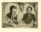 Grafický list - Portrét Bedřicha Beneše Buchlovana a Viléma Šmidta