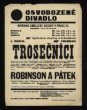 Plakát Osvobozeného divadla: J. Mahen: Trosečníci, V. Rieti: Robinson a Pátek