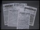 4 titulní strany periodik, Budoucnost, Organisace, Dělnické listy, Arbeiterfreund, Rundschau.
