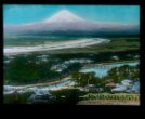 Pohled přes město Odawara na horu Fudži