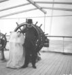 B.Machulka na palubě lodi „Vienna“ u kormidelního kola