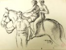 Muž držící koně za uzdu